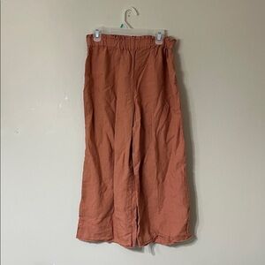 Len OK 100% linen pants Pull On Raw Hem Pants Wide Leg Jumpsuit Boho Cottagecore